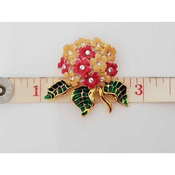 Vintage Joan Rivers Pink and Yellow Floral Bouquet Pin Brooch - Picture 6 of 6